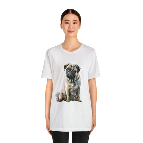 Loving Pug in Watercolor - Short Sleeve Tee